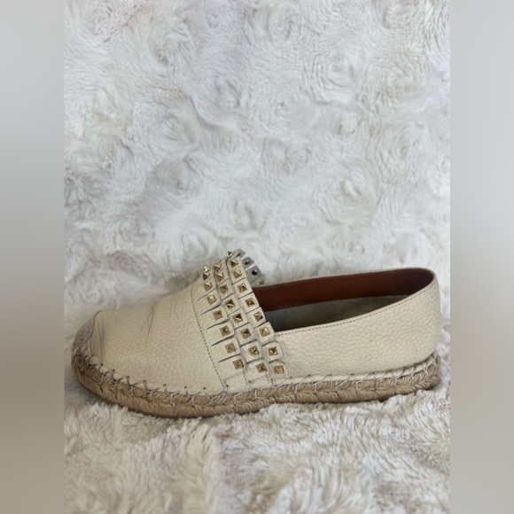 Valentino Rockstud Leather Espadrille Platform Flats - Picture 7 of 16